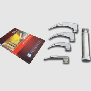 Complete Laryngoscope Set, including fibre optic laryngoscope blades, battery handles, and spare bulbs, providing a comprehensive solution for tracheal intubation and airway management, from Medisurge, a trusted provider of medical and laboratory supplies in Malawi.